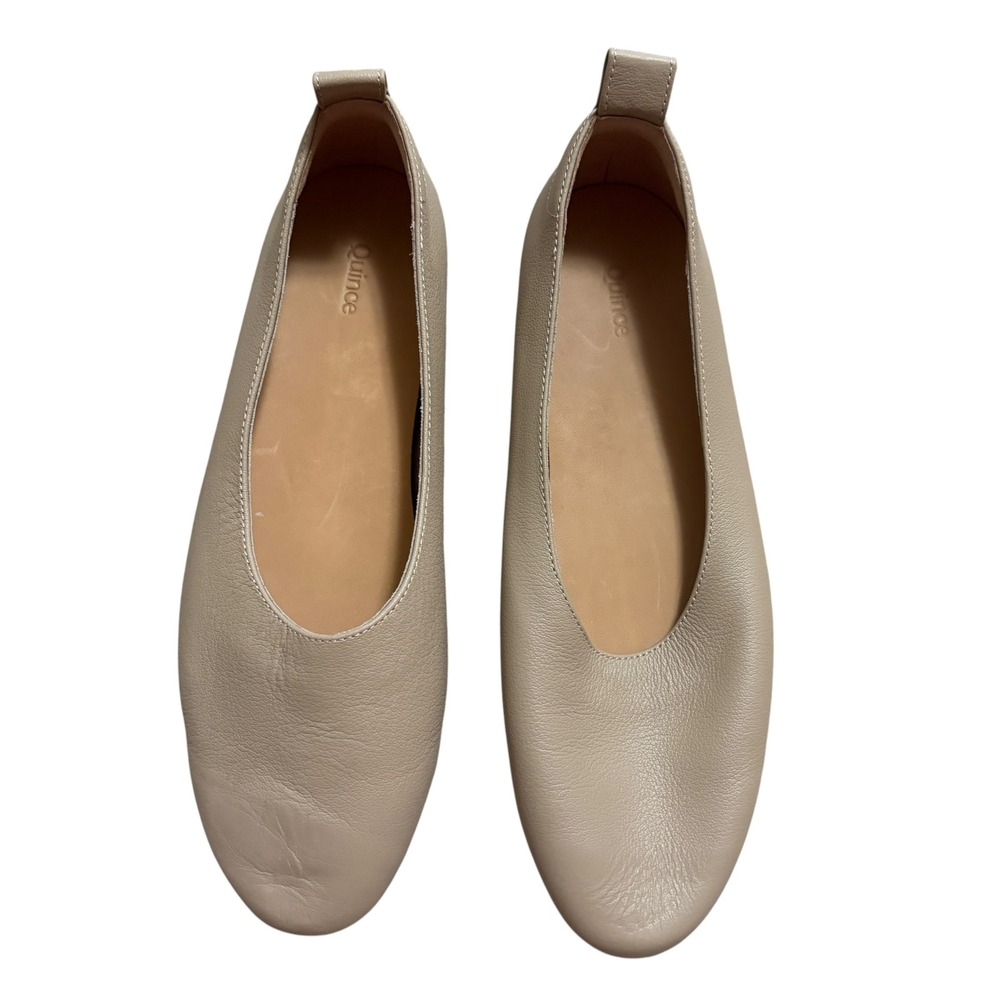 Quince Womens 7 Italian Leather Ballet Glove Flats Beige Taupe Minimalist